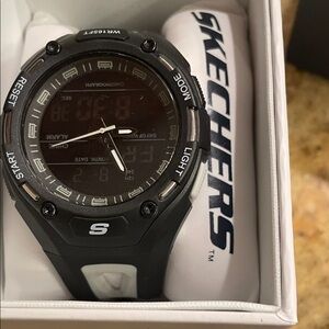 Skechers Black and White Chronograph Watch